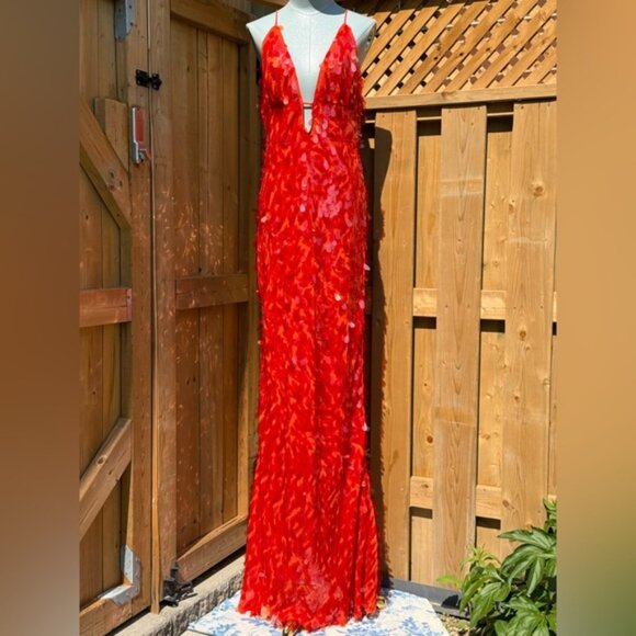 🆕 MISHA COLLECTION 🧿 NWOT Red Sapphire Sequins Maxi Dress, Sz L US 8 - Picture 9 of 13
